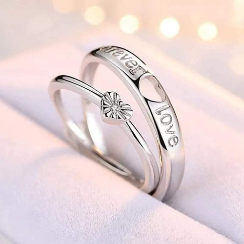 Anillos En Forma De Corazon Para Novios Ajustables De Promes