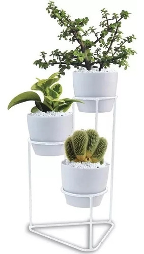 Soporte De Mesa Para Plantas +3 Macetas 9cm Diametro