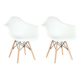  Kit 2 Cadeiras  Garden Life Eames Com Braço Para Sala De Jantar Cozinha Cor Da Estrutura Branco