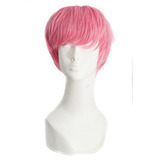 Mapofbeauty Moda Hombre Corta El Pelo Rizado Peluca (rosa Os