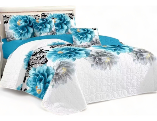 Cobertor De Verano 2 Plaza Unicolor Quilt + 2 Funda Almohada