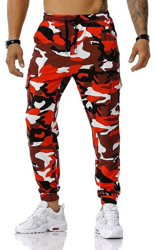 Pantalones De Jogging De Camuflaje Con Costuras Para Hombres