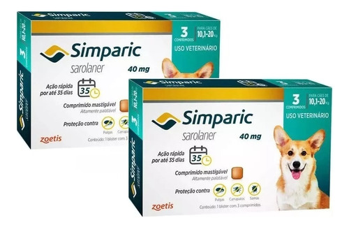 Kit 2cx C/3un Simparic 10,1 A 20kg Antipulga,carrapato Sarna