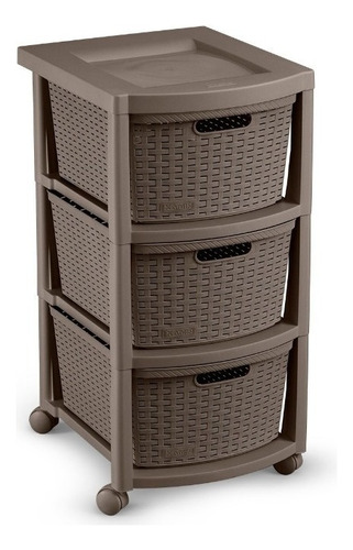 Rimax Cajonero Apariencia Rattan 3 Gavetas Altas Color Wengue