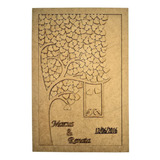 Quadro Assinaturas Casamento Árvore 65x43  Laser Mdf 3mm