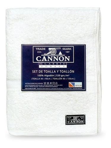 Juego Toalla Y Toallon Cannon 520gr 100% Algodon