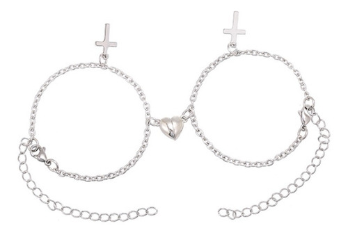 Pulsera De Distancia Crucifijo Cruz Imán Magnéticas X2 Acero