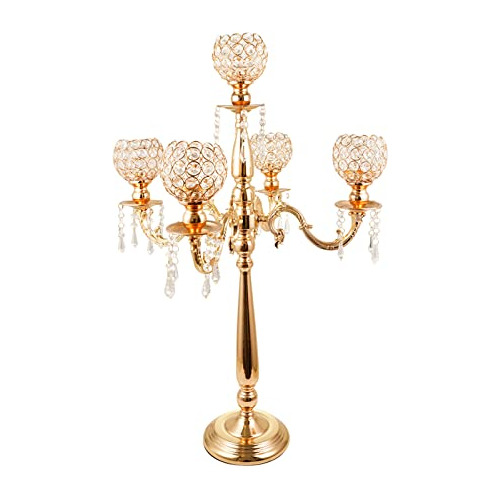 Candelabro De 5 Brazos De Cristal, Candelabros Dorados ...