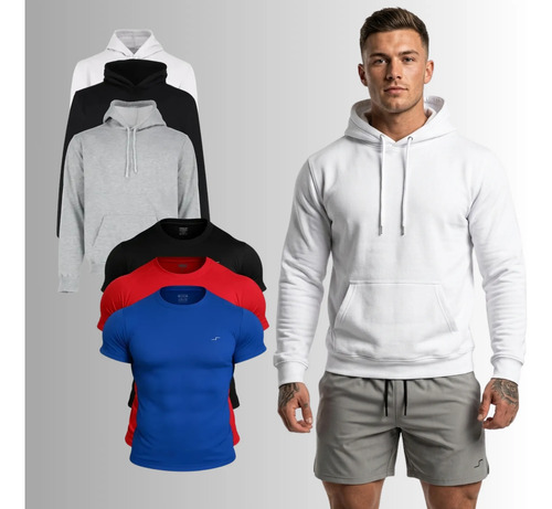 Pack De 3 Sudaderas Stretch Hombre Y  3 Playeras Deportivas | Envío gratis