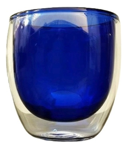 Vaso Café Color Azul Tipo Bodum Doble Vidrio Pared Pocillo