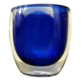 Vaso Café Color Azul Tipo Bodum Doble Vidrio Pared Pocillo