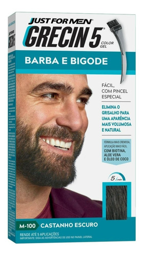 Tintura Grecin 5 Gel Barba E Bigode 28g Castanho Escuro