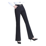 Pantalones Mujer Dama Acampanados Tiro Alto Pants Elegante