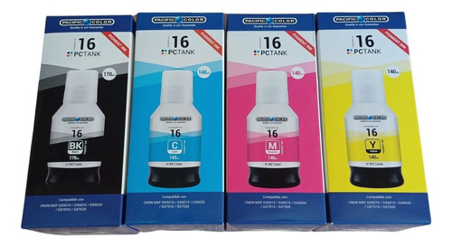 Pack 4 Botella Tinta Alternativa Gi-16 Maxify Gx6010 Gx7010