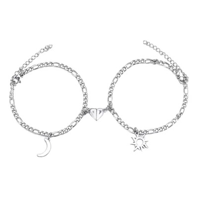 Pulsera Pareja Solar Y Luna Acero Inoxidable QYJU Mujer Plateado | Meses sin interés