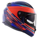 Capacete Ls2 Ff320 Diversos Gráficos E Cores Em Tamanho Do Capacete 56 Desenho Ixel - Azul E Laranja