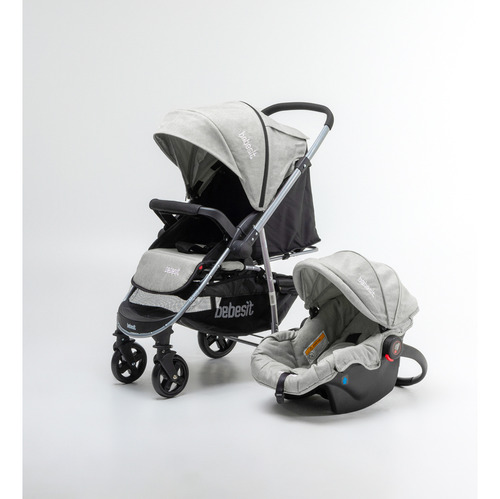 Cochecito Travel System Con Manillar Rebatible Gris Claro