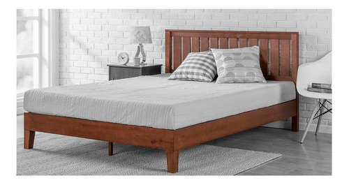 Base Stephen De Madera Matrimonial Nogal Cama Mueble