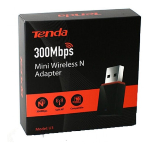 Adaptador Wifi Usb Tenda U3 300mbps Mini Wireless N Nano