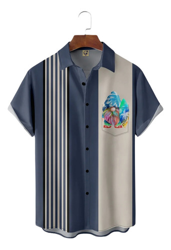 Camisa Hawaiana Unisex Azul De Gnomes, Camisa De Playa Para