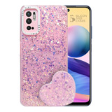 Carcasa Para Xiaomi Redmi Note 10 5g Glitter Con Pop Socket