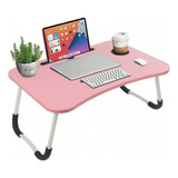 Mesa Plegable Portátil Para Laptop/cama Multiusos Escritorio Color Coral Claro