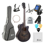 Guitarra Acústica Soldin 40  Premium Con Accesorios - Negra