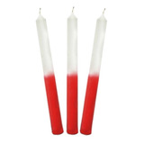 Vela Palito Bicolor Branco E Vermelho - 30 Unidades