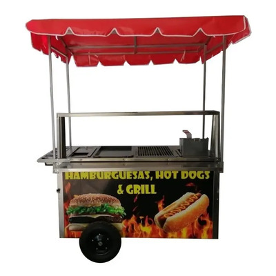 Carrito Para Hot Dogs Y Hamburguesas Al Carbón De 1.45 Mts | Meses sin interés