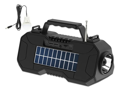 Parlante Bluetooth Radio Fm Carga Solar Lampara Emergencia