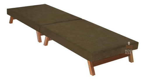  Cama Dobrável Portátil Corino -1,90 X0,80 Cm- Pés Madeira