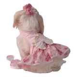 Roupa Pet Cachorro Vestido E Guia Yorkshire Spits Shitzu Pug