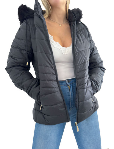 Campera Alaska Con Piel Interior Capucha Desmontable