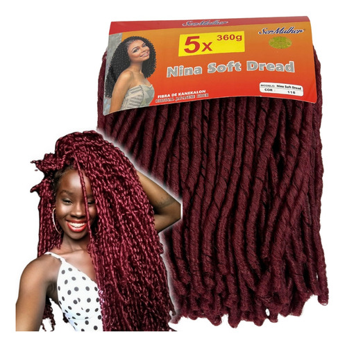 Cabelo Nina Soft Dread 360 Gramas 5 Em 1 Crochet Braids