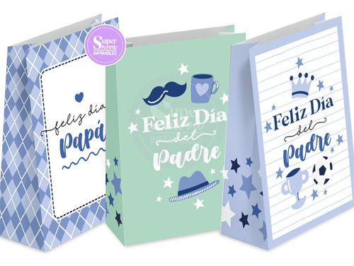 Kit Imprimible Día Del Padre Feliz Día Papá Bolsitas Simples