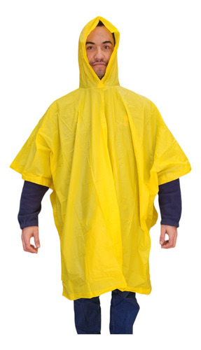 Capa Poncho De Lluvia Impermeable 100% Pvc Liviano Amarillo