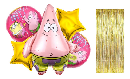 Kit De 5 Globos Bob Esponja + Cortina Elije Tu Personaje