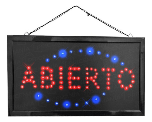 Cartel Led Luminoso Abierto Directo 220v Azul Y Rojo 