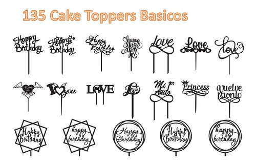 135 Vectores Básicos Para Cake Toppers (corte Por Láser)