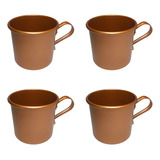 Kit Jogo 4 Caneca Copo Moscow Mule Alumínio Cor Cobre 350ml