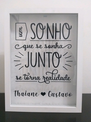 Quadro Cofre Um Sonho Que Se Sonha Junt  Mdf Branco 30x20x4