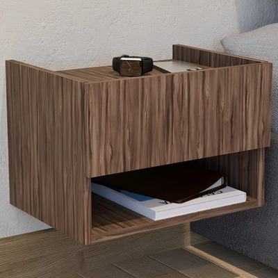 Buro Recamara Minimalista Flotante Mesa De Noche Unicolor Color Nogal | Envío gratis