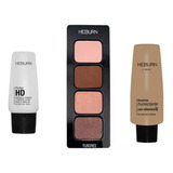 Kit Maquillaje Primer + Base + Paleta Rubores Heburn Premium