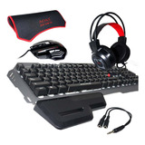 Set Gamer Para Pc Teclado Mouse Audifonos Mousepad As-1099