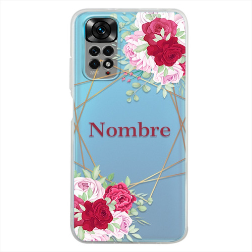 Funda Xiaomi Uso Rudo Flores Personalizada Con Tu Nombre