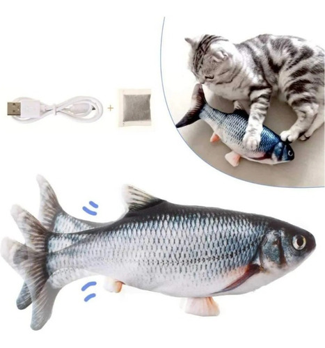 Pescado Juguete Mascotas Con Movimiento Usb Gatos
