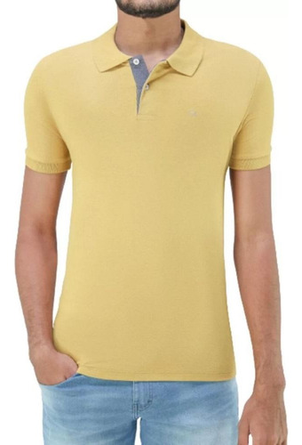 Camisa Polo Manga Curta Masculina 007001 Slim Ogochi Amarela