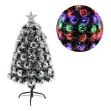 Árbol De Navidad Fibra Óptica Led Nevado 60 Cm Con Estrella