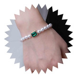 Erimberate Pulseras Cuadradas De Esmeralda Bohemia, Pulsera 