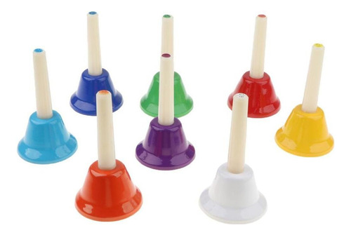 8pcs Mão Colorida Percussão Sinos Kit Instrumentos Orff